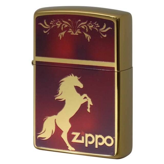 Zippo ジッポー #200 馬 ホースデザイン シルエット 金チタン レッドマーブル TiGD-HOSE-MRD