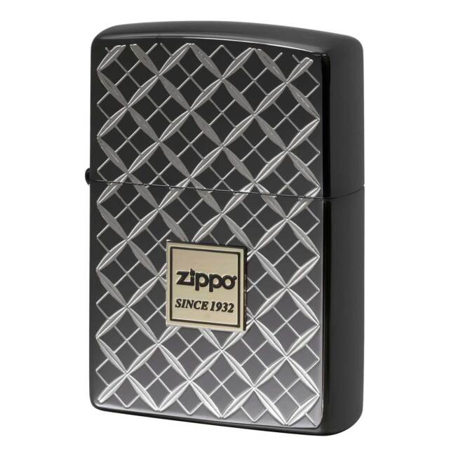 Zippo ジッポー #200B 切子柄 七宝 吉祥文様 ZIPPO LOGO エンブレム貼り ブラック 7HEM_BN