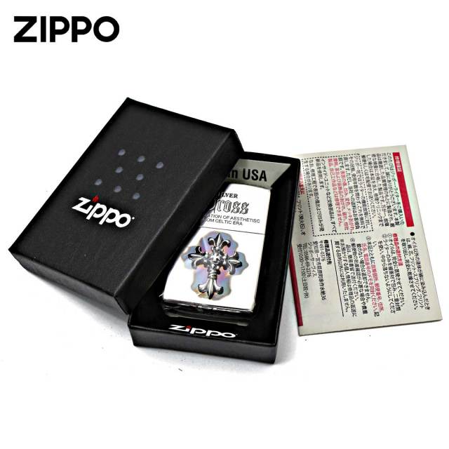 Zippo ジッポー クロス 十字架 メタル 純銀メタル いぶし仕上げ