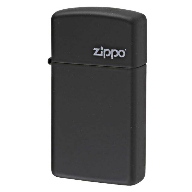Zippo ジッポー スリム ブラック マット ジッポ ロゴ SLIM Black Matte Zippo Logo 1618ZL メール便可