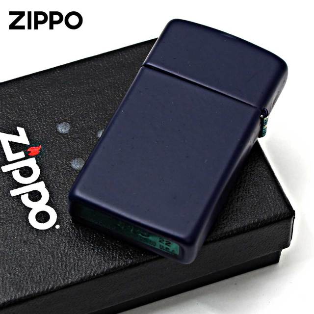 Zippo ジッポー スリム ネイビー マット ジッポ ロゴ SLIM Navy Matte