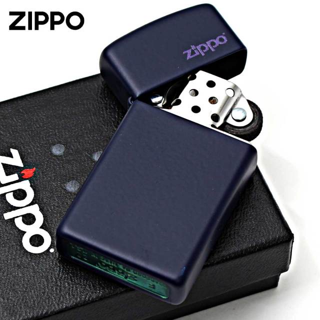 Zippo ジッポー スリム ネイビー マット ジッポ ロゴ SLIM Navy Matte