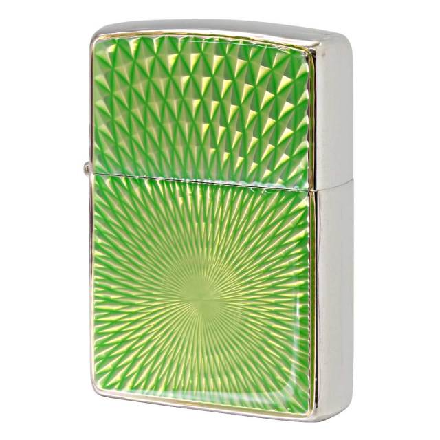 Zippo ジッポー ダイヤモンドカット 放射線状彫刻 エポ盛り クリア グリーン 20CUTG-EC メール便可