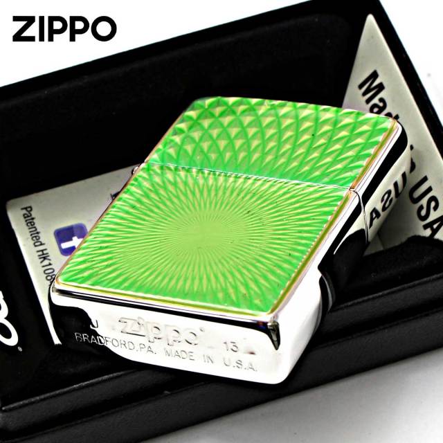 Zippo ジッポー ダイヤモンドカット 放射線状彫刻 エポ盛り クリア