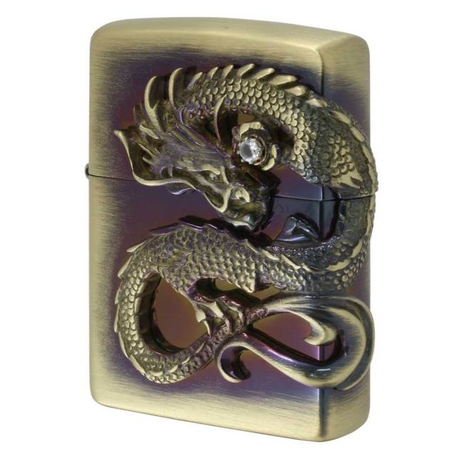 Zippo ジッポー ドラゴン 龍 2面連続メタル 真鍮古美 1 DS-BS