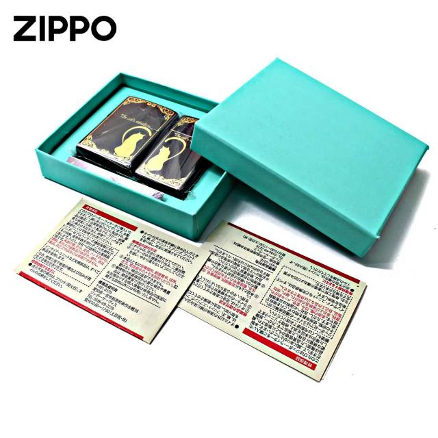 Zippo ジッポー ペア ねこ 猫 ラブ シルエットハート ブラック