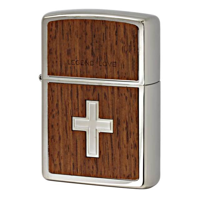 Zippo ジッポー 木貼り ウッド レジェンド ラブ クロス 十字架 Wood Plate Cross LEGEND LOVE LL-C メール便可