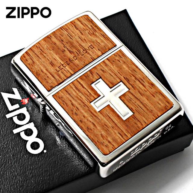 Zippo ジッポー 木貼り ウッド レジェンド ラブ クロス 十字架 Wood