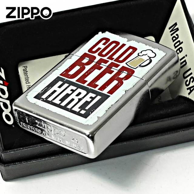 Zippo ジッポー 冷たいビールはこちら 酒 ビール プリント加工 COLD
