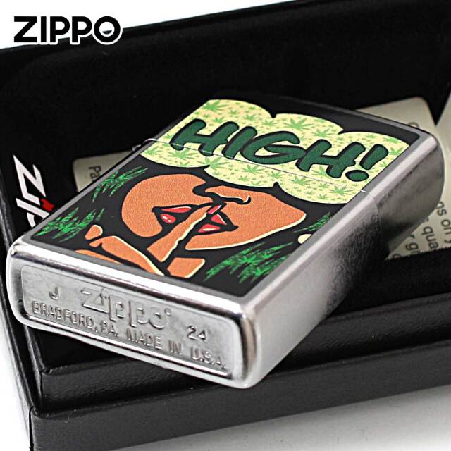 ジッポZippo-USA Zippo ジッポー マリファナ Marijuana Leaf HIGH アメリカ加工