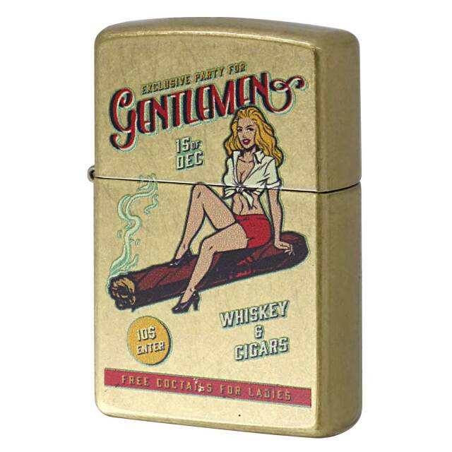 Zippo ジッポー WHISKEY & CIGARS オールドポスター風 ピンナップガール セクシー シガーガール Z48267-125623 メール便可