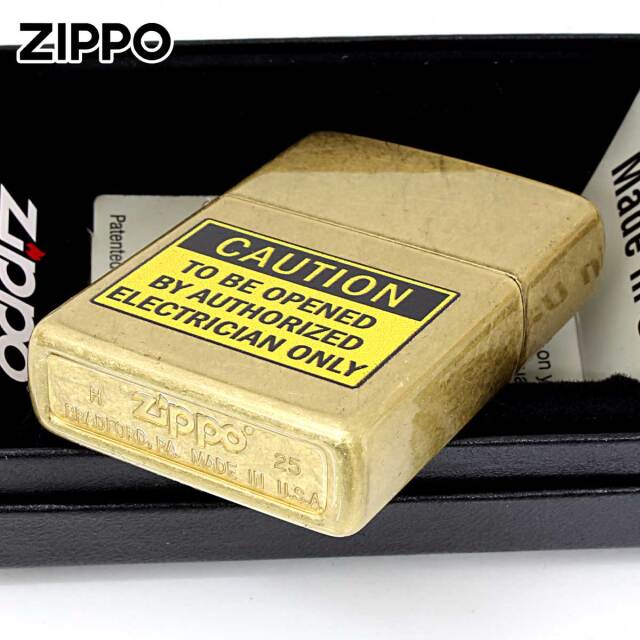 Zippo ジッポー 注意 プレート CAUTION To Be Opened By Authorized