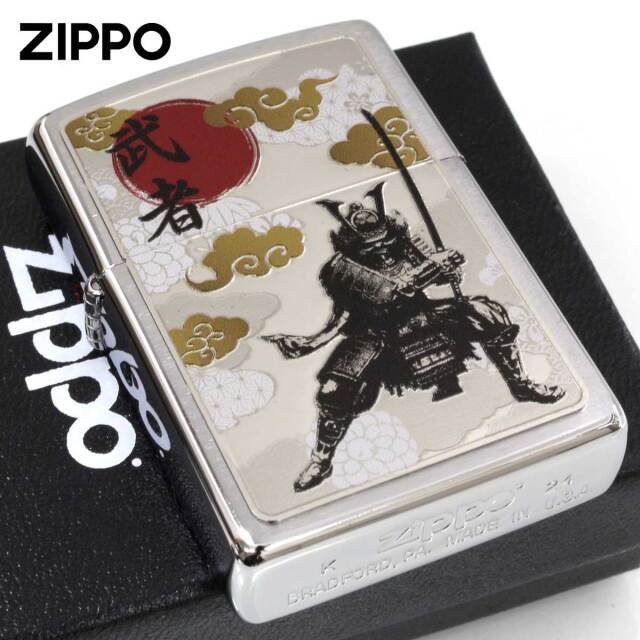 Zippo ジッポー 和柄デザイン プレート 武者 WS-KA メール便可｜Zippo