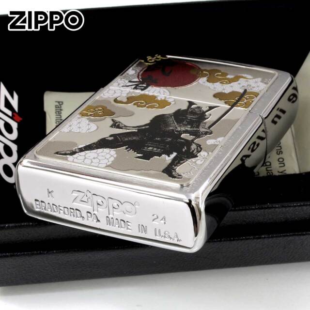 Zippo ジッポー 和柄デザイン プレート 武者 WS-KA メール便可｜Zippo