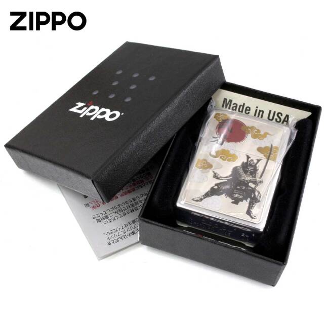Zippo ジッポー 和柄デザイン プレート 武者 WS-KA メール便可｜Zippo
