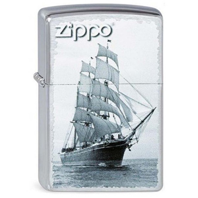 ヨーロッパ直輸入Zippo ジッポー 帆船 Ship on sea プリント加工 2003144 メール便可