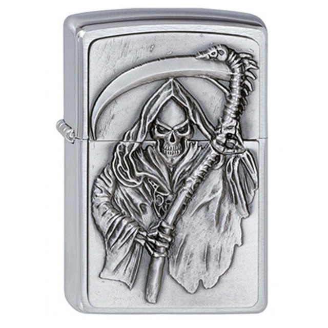 ヨーロッパ直輸入Zippo ジッポー スカル ドクロ 骸骨 死神の呪い Reapers Curse エンブレム貼り 2000856