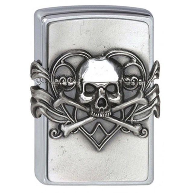 ヨーロッパ直輸入Zippo ジッポー アン ストークス スカル ドクロ 骸骨 ハート 3面連続 メタル貼り Anne Stokes Skull with Heart 2001330