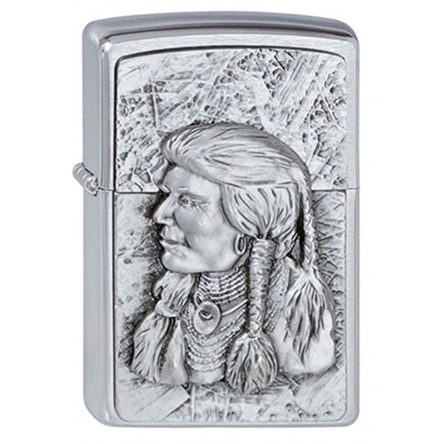 ヨーロッパ直輸入Zippo ジッポー アメリカンインディアン 先住民 Red Indian エンブレム貼り 1300135 メール便可