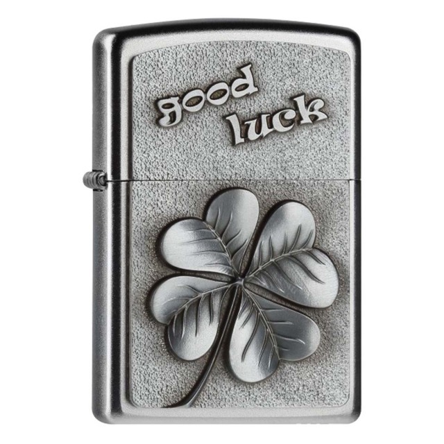 ヨーロッパ直輸入Zippo ジッポー 四つ葉のクローバー 幸運 Good Luck Clover エンブレム貼り 2004509 メール便可