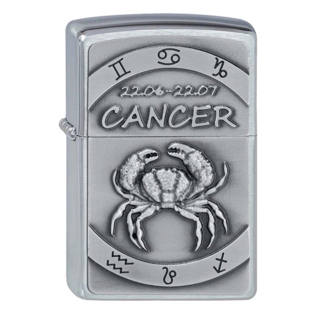 ヨーロッパ直輸入Zippo ジッポー 星座 キャンサー 蟹座 Zodiac Cancer エンブレム貼り 2002075 メール便可