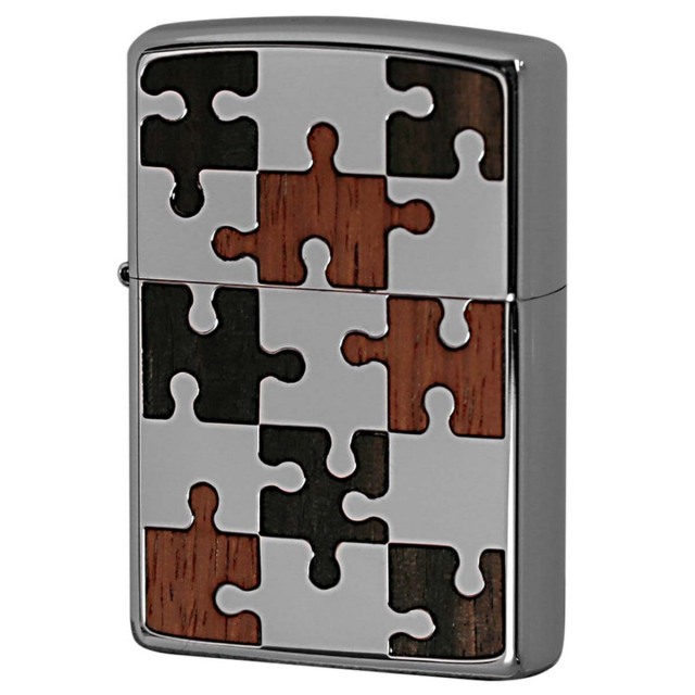 Zippo ジッポー ウッドパズル 木 インレイ 象嵌 両面加工 シルバー SV 1201S241