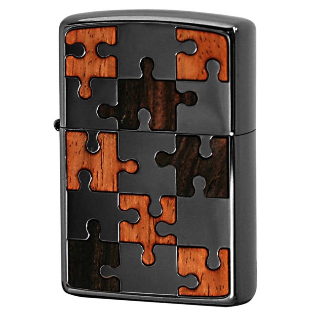 Zippo ジッポー ウッドパズル 木 インレイ 象嵌 両面加工 ブラック BK 1201S242