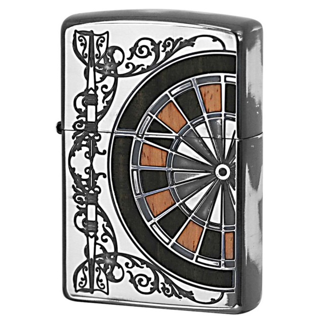 Zippo ジッポー ダーツ アンテーク 木 ウッド インレイ 象嵌 両面加工 シルバー SV 1201S414
