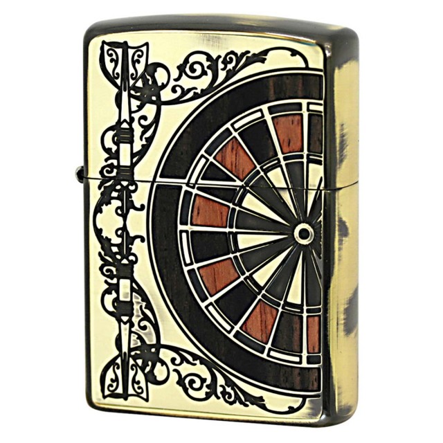 Zippo ジッポー ダーツ アンテーク 木 ウッド インレイ 象嵌 両面加工 ブラス BS 1201S415