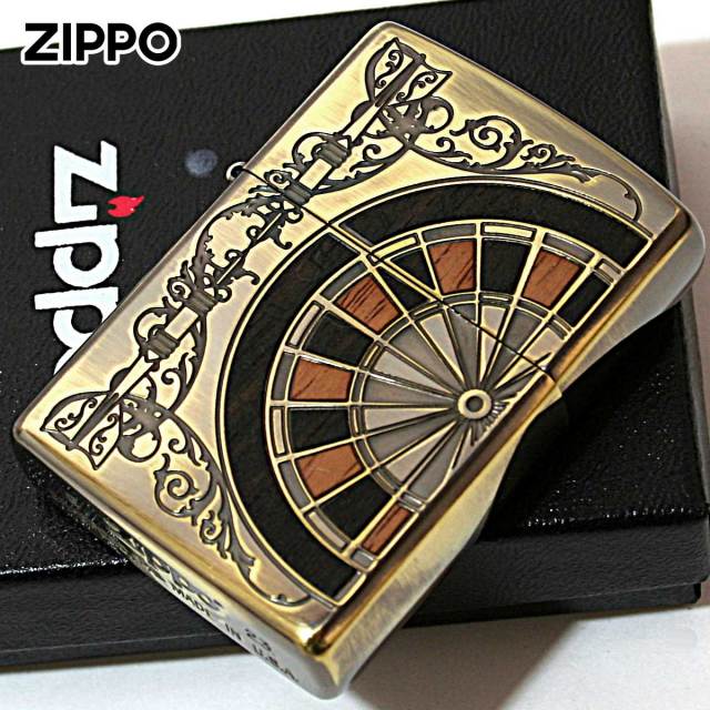 Zippo ジッポー ダーツ アンテーク 木 ウッド インレイ 象嵌 両面加工