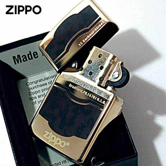 Zippo ジッポー ブラウン マーブル 大理石調 金メッキ ラッカー仕上げ