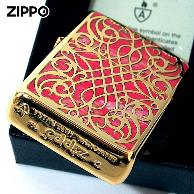 Zippo ジッポー アーマー シェル 貝 アラベスク 唐草 インレイ 象嵌