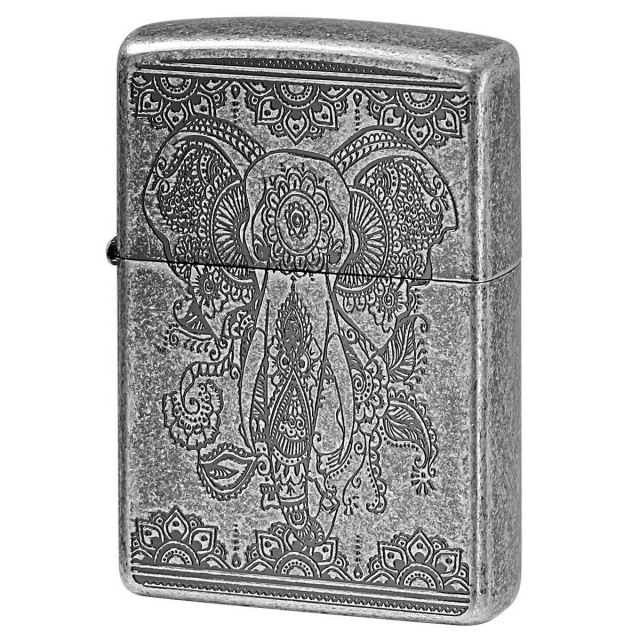 Zippo ジッポー インディアン エレファント 象 シルバー アンテーク風 INDIAN ELEPHANT A 1201S798 メール便可