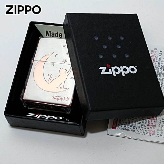 Zippo ジッポー 月 ネコ シルエット 月と猫 シルバー SV