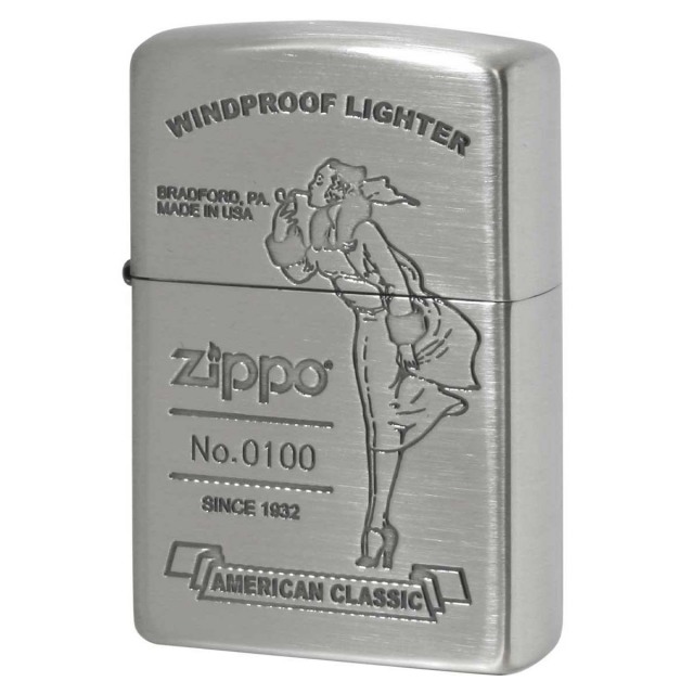 Zippo ジッポー ウインディ ガール アメリカンクラシック シルバー Windy Girl AMERICAN CLASSIC SV シリアル番号 1201S875 メール便可