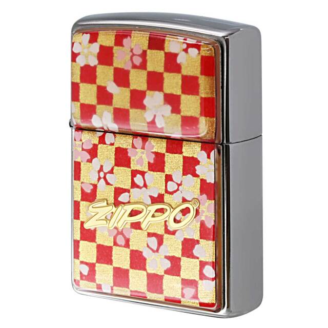 Zippo ジッポー 友禅和紙 伝統 和柄 ジッポ ロゴ 市松模様 桜 桃