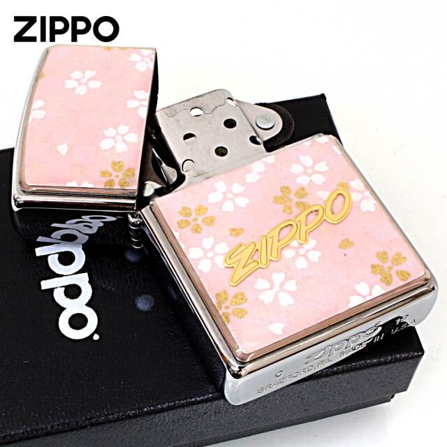 Zippo ジッポー 友禅和紙 伝統 和柄 ジッポ ロゴ 市松模様 桜 桃
