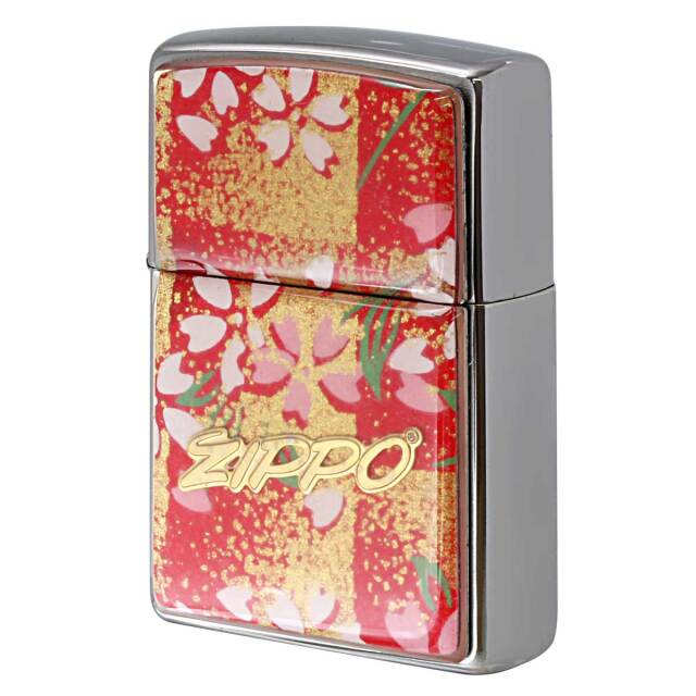 Zippo ジッポー 友禅和紙 伝統 和柄 ジッポ ロゴ 桜 赤 1201S915