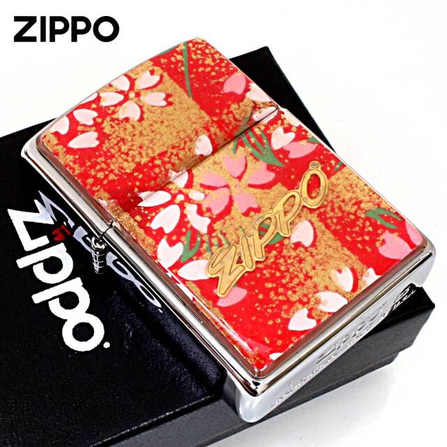 Zippo ジッポー 友禅和紙 伝統 和柄 ジッポ ロゴ 桜 赤 1201S915