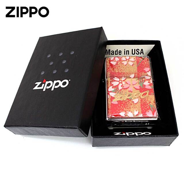 Zippo ジッポー 友禅和紙 伝統 和柄 ジッポ ロゴ 桜 赤 1201S915