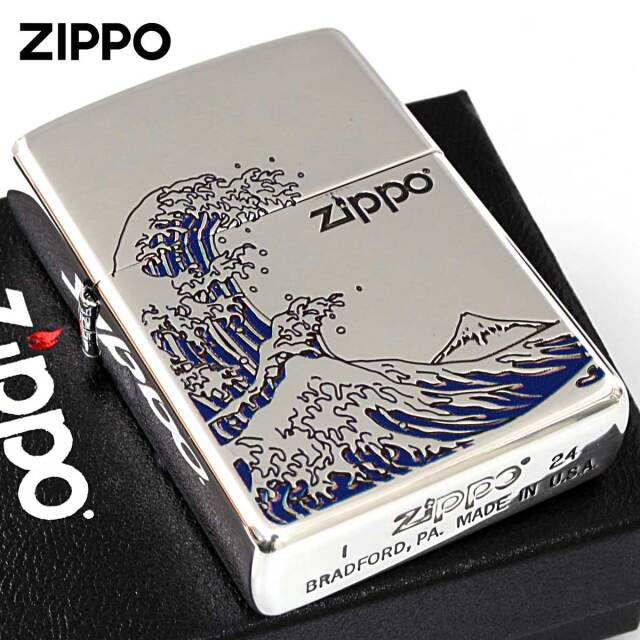 Zippo ジッポー 浪裏 ナミウラ 和柄 シルバー SV 1201S905｜Zippo専門