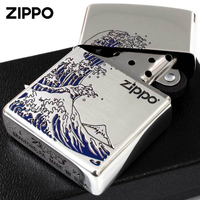 Zippo ジッポー 浪裏 ナミウラ 和柄 シルバー SV 1201S905｜Zippo専門
