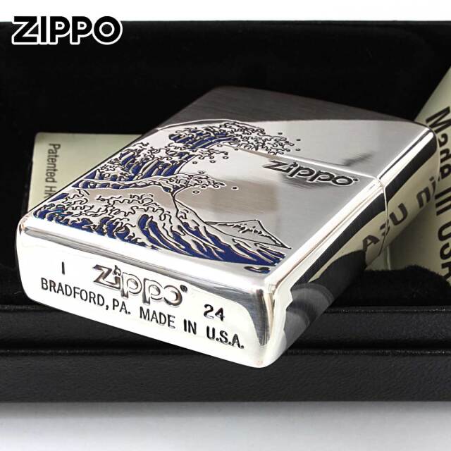 Zippo ジッポー 浪裏 ナミウラ 和柄 シルバー SV 1201S905｜Zippo専門