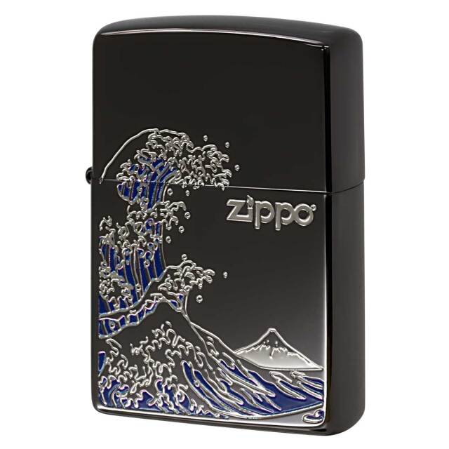 Zippo ジッポー 浪裏 ナミウラ 和柄 ブラック BK 1201S906｜Zippo専門
