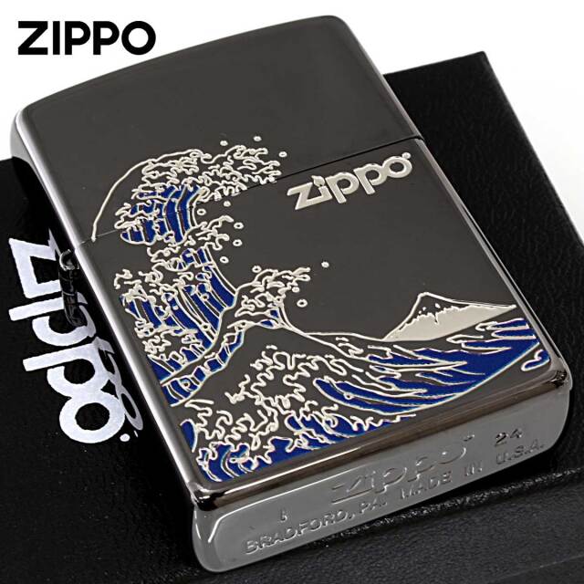 Zippo ジッポー 浪裏 ナミウラ 和柄 ブラック BK 1201S906｜Zippo専門