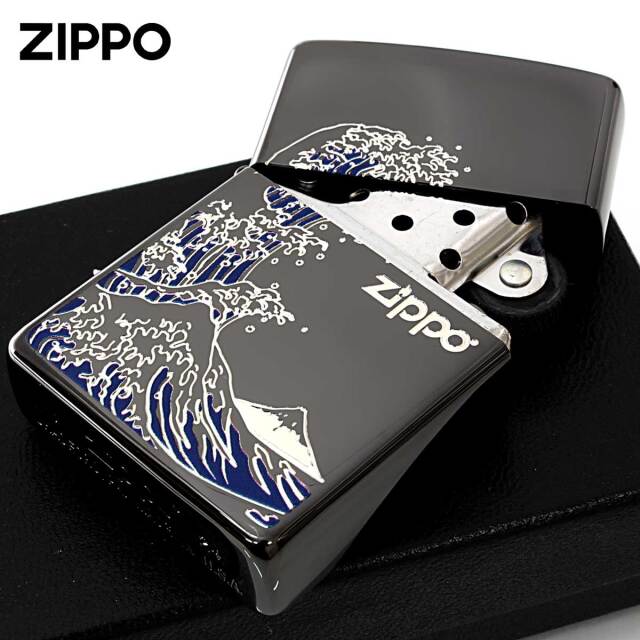 Zippo ジッポー 浪裏 ナミウラ 和柄 ブラック BK 1201S906｜Zippo専門