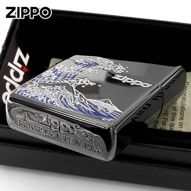 Zippo ジッポー 浪裏 ナミウラ 和柄 ブラック BK 1201S906｜Zippo専門