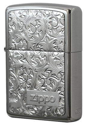 Zippo ジッポー 純銀プレート「唐草」 銀チタン#KR-3
