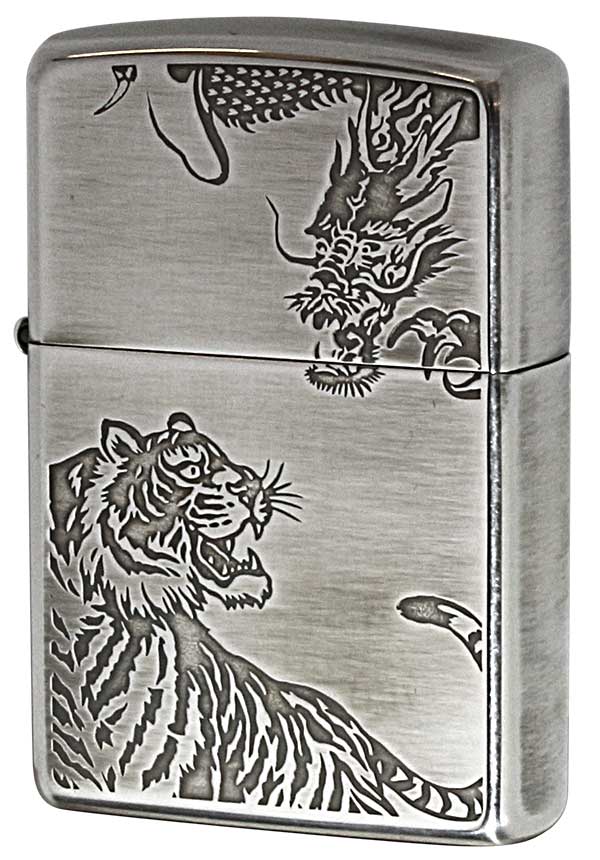 Zippo ジッポー 龍虎シリーズ ＃銀いぶし メール便可