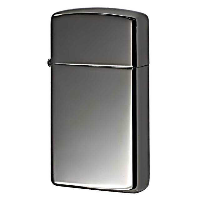 Zippo ジッポー スリム 無地 淡い黒 鏡面 ブラックアイス SLIM Black Ice PVDコーティング No.20492 メール便可